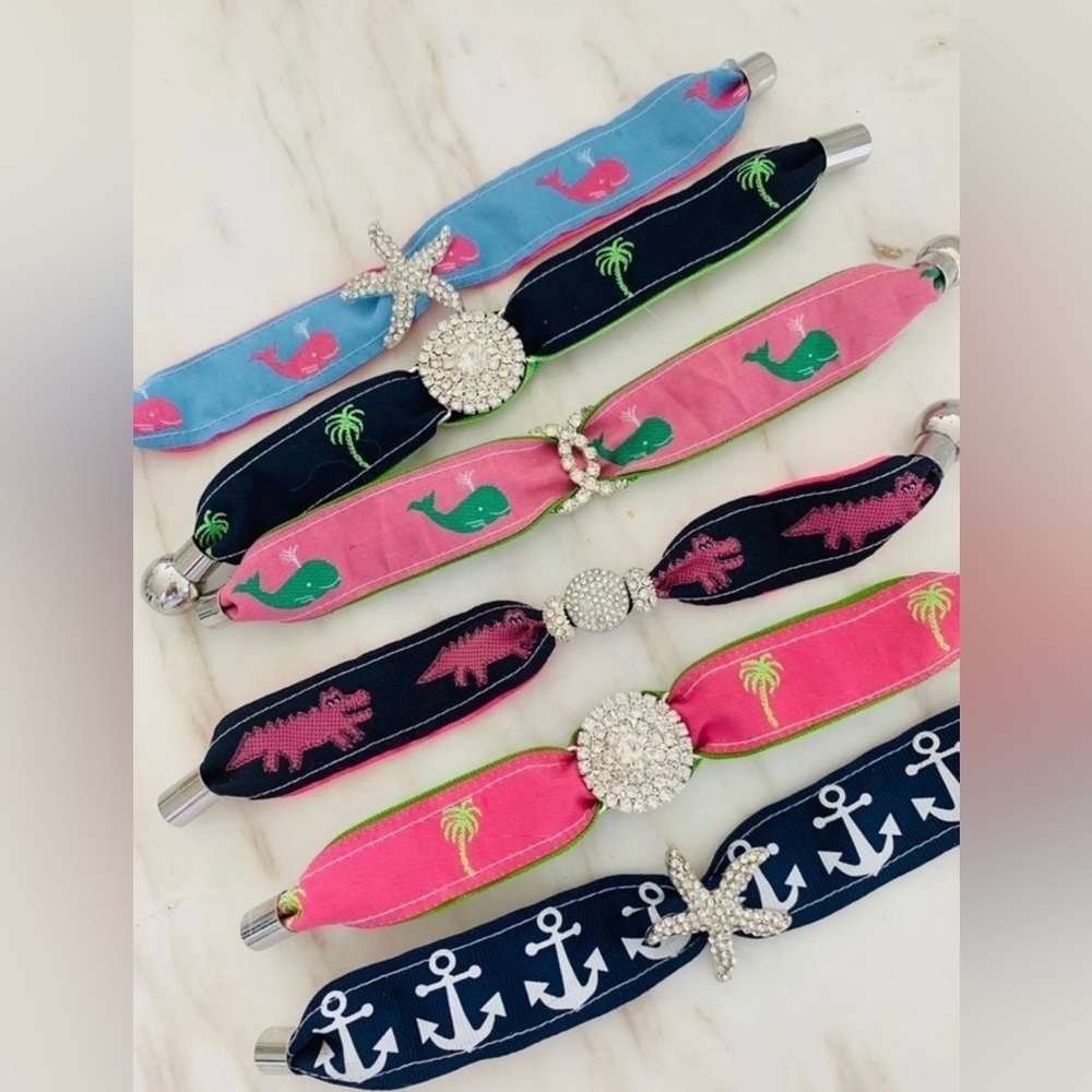 Preppy Ribbon Rhinestones Bracelet choose your own